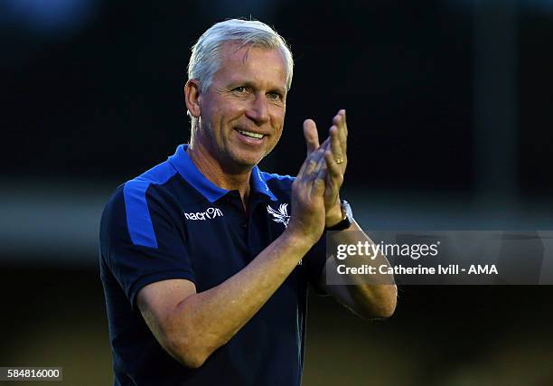 Alan Pardew Manager of Crystal Palace during the Pre-Season Friendly match between AFC Wimbledon and Crystal Palace at The Cherry Red Records Stadium...