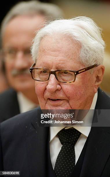 Hans-Jochen Vogel, former German minister and former lord mayor of Munich attends a memorial hour at Bavarian parliament for the victims of last...