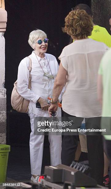 Concha Velasco is seen during the set filming of Galerias Velvet on July 12, 2016 in Madrid, Spain.