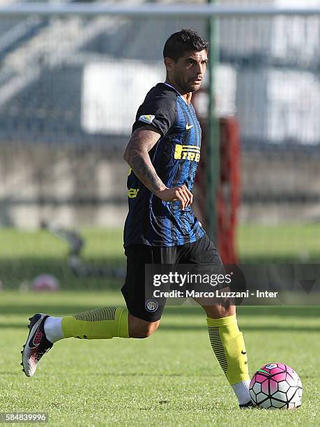 Ever Banega of FC Internazionale in action during of the FC Internazionale Juvenile Team training Session on July 28, 2016 in Bruneck,