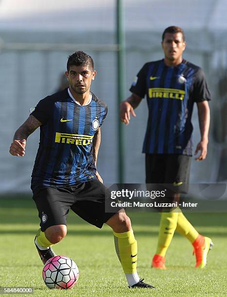 Ever Banega of FC Internazionale in action during of the FC Internazionale Juvenile Team training Session on July 28, 2016 in Bruneck,