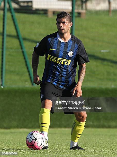 Ever Banega of FC Internazionale in action during of the FC Internazionale Juvenile Team training Session on July 28, 2016 in Bruneck,