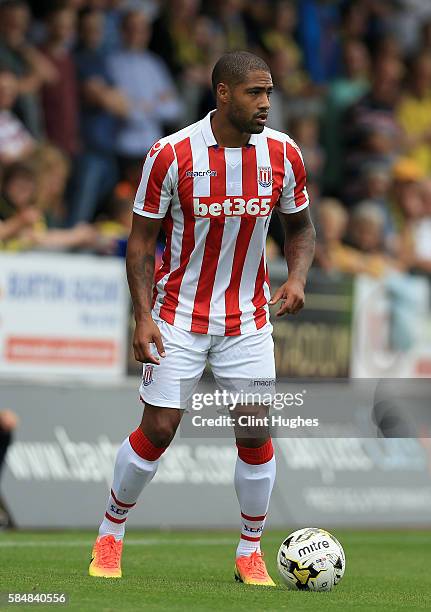Glen Johnson of Stoke City during the Pre Season Friendly match between Burton Albion and Stoke City at the Pirelli Stadium on July 16, 2016 in...