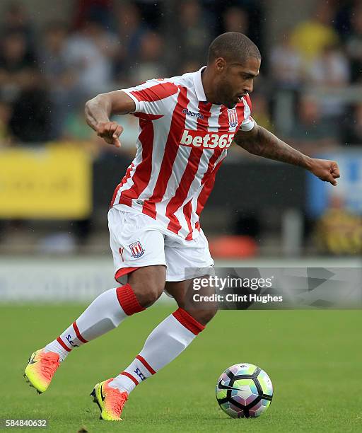 Glen Johnson of Stoke City during the Pre Season Friendly match between Burton Albion and Stoke City at the Pirelli Stadium on July 16, 2016 in...