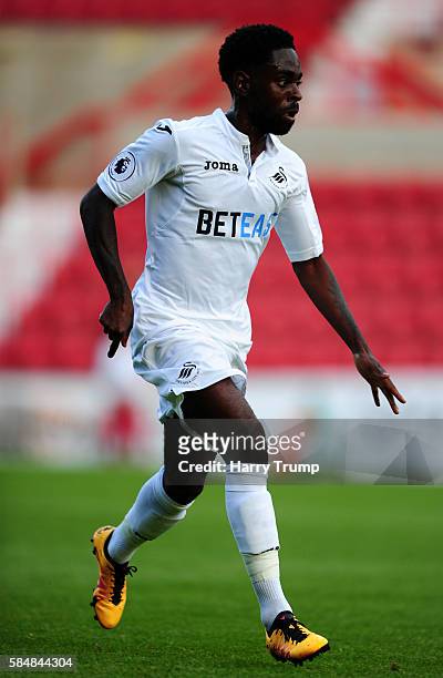 Nathan Dyer of Swansea City during the Pre Season Friendly match between Swindon Town and Swansea City at the County Ground on July 27, 2016 in...