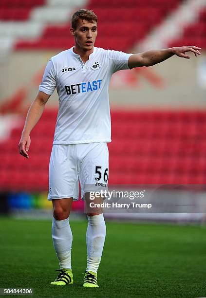 Jay Fulton of Swansea City during the Pre Season Friendly match between Swindon Town and Swansea City at the County Ground on July 27, 2016 in...