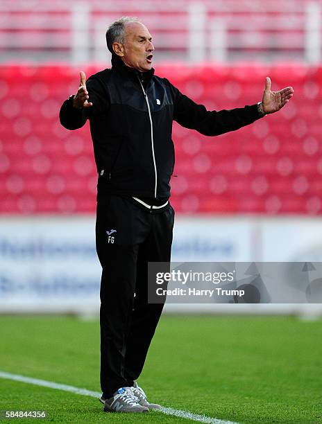 Francesco Guidolin, Manager of Swansea City during the Pre Season Friendly match between Swindon Town and Swansea City at the County Ground on July...