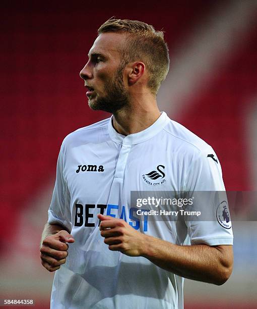 Mike Van Der Hoorn of Swansea City during the Pre Season Friendly match between Swindon Town and Swansea City at the County Ground on July 27, 2016...