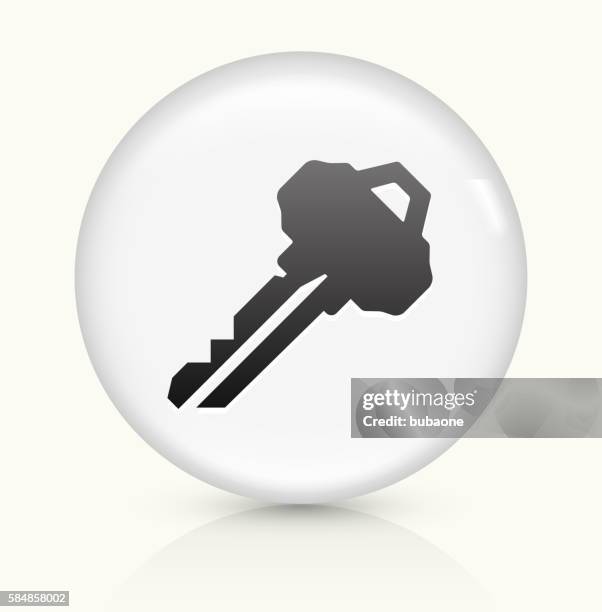 household key icon on white round vector button - locksmith stock illustrations