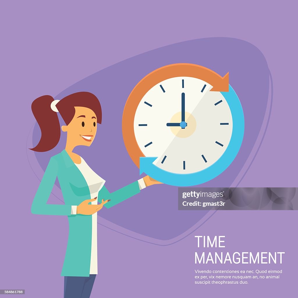 Time Images Business Woman With Clock Time Management Concept High-Res Vector ...