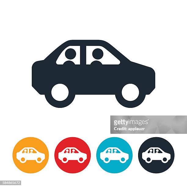 ilustrações, clipart, desenhos animados e ícones de ícone de duas pessoas no carro - dividindo carro