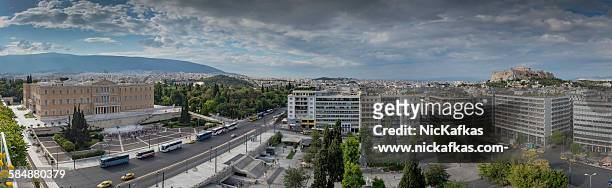athens center panorama - syntagma square stock pictures, royalty-free photos & images