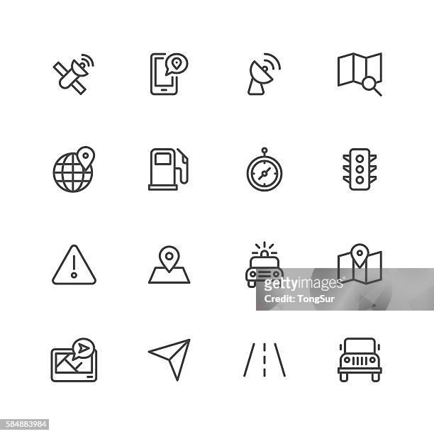 gps icons - astronomical telescope stock illustrations