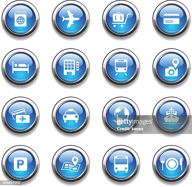 crystal icons set | travel - ferry terminal stock illustrations