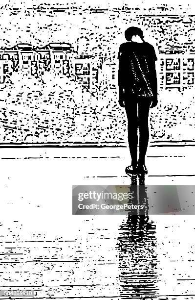 depressed girl - missing children stock illustrations