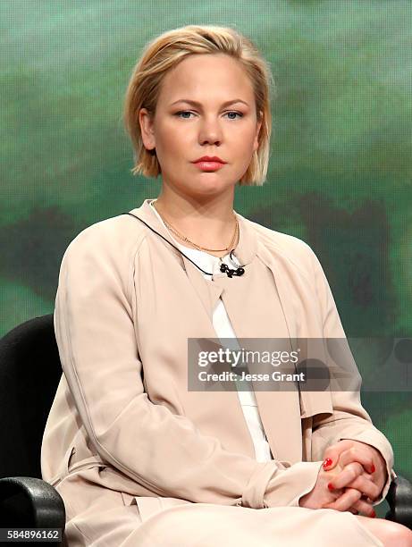 Actress Adelaide Clemens speaks onstage during the 'Rectify' panel discussion at the SundanceTV portion of the 2016 Television Critics Association...