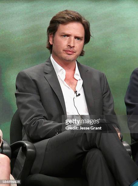Actor Aden Young speaks onstage during the 'Rectify' panel discussion at the SundanceTV portion of the 2016 Television Critics Association Summer...
