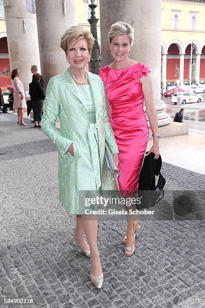 Carolin Reiber and her daughter-in-law Dr. Cathrin Maier during the premiere of the opera 'Die Meistersinger von Nuernberg' at Bayerische Staatsoper...