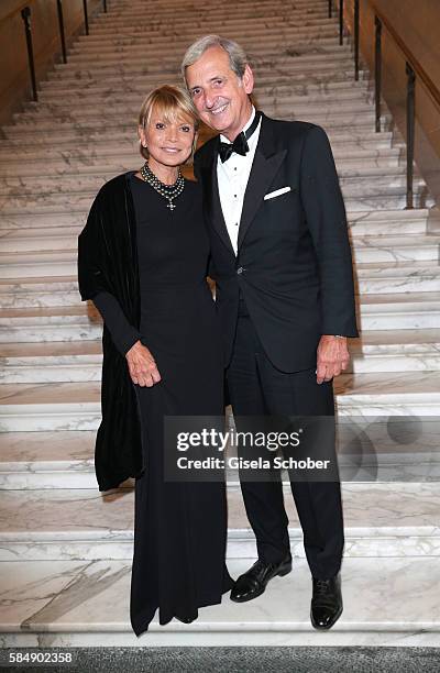 Uschi Glas and her husband Dieter Hermann during the premiere of the opera 'Die Meistersinger von Nuernberg' at Bayerische Staatsoper on July 31,...