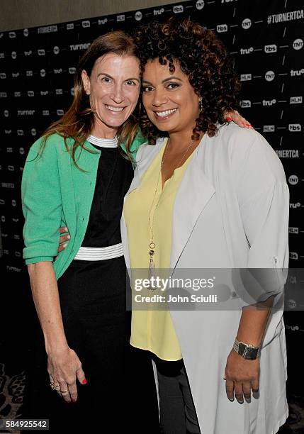 President of TNT and TBS Productions and business affairs Sandra Dewey and host Michaela Pereira of "Michaela" attend the TCA Turner Summer Press...