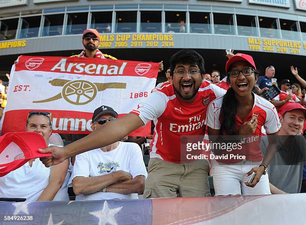 Arsenal fans during the match between Arsenal and CD Guadalajara at StubHub Center on July 31, 2016 in Carson, California.