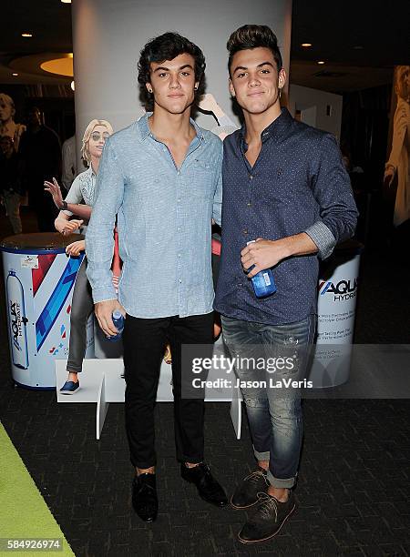 Ethan Dolan and Grayson Dolan pose in the green room at the 2016 Teen Choice Awards at The Forum on July 31, 2016 in Inglewood, California.