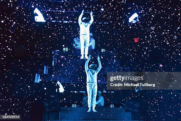 Electronic music artist Walshy Fire of Major Lazer performs during the Hard Summer Music Festival 2016 at Auto Club Speedway on July 30, 2016 in...