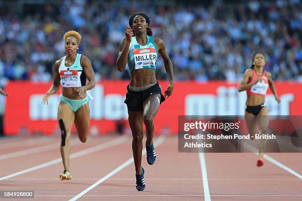 Shaunae Miller of the Bahamas wins the Women's 400 metres during day one of the Muller Anniversary Games at The Stadium - Queen Elizabeth Olympic...