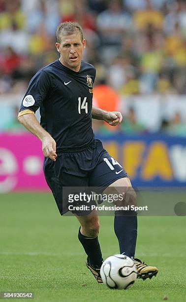 Scott Chipperfield of Australia in action during the FIFA 2006 World Cup Group F match between Brazil and Australia at the Stadium Munich on June 18,...