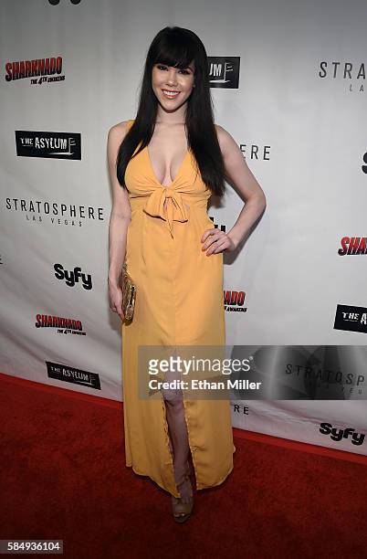 Model Claire Sinclair attends the premiere of Syfy's "Sharknado: The 4th Awakens" at the Stratosphere Casino Hotel on July 31, 2016 in Las Vegas,...