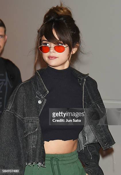 Selena Gomez is seen arriving at Haneda Airport on August 1, 2016 in Tokyo, Japan.