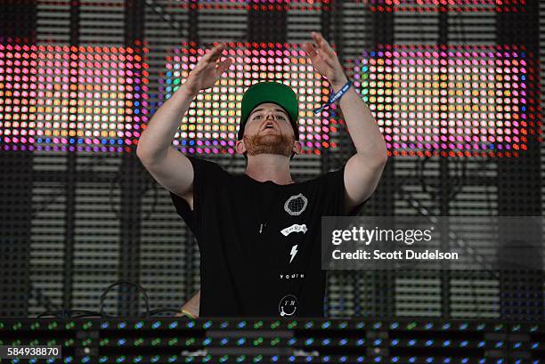 AutoErotique performs onstage during Hard Summer Festival at Auto Club Speedway on July 30, 2016 in Fontana, California.