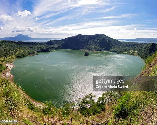 panorama of taal volcano - tagaytay stock pictures, royalty-free photos & images