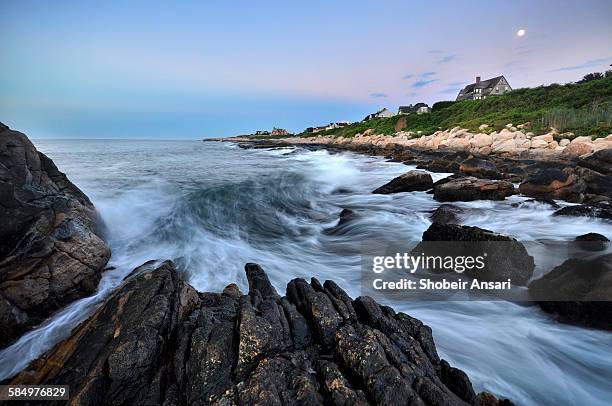 early morning in narragansett bay, rhode island - moon so ri stock pictures, royalty-free photos & images