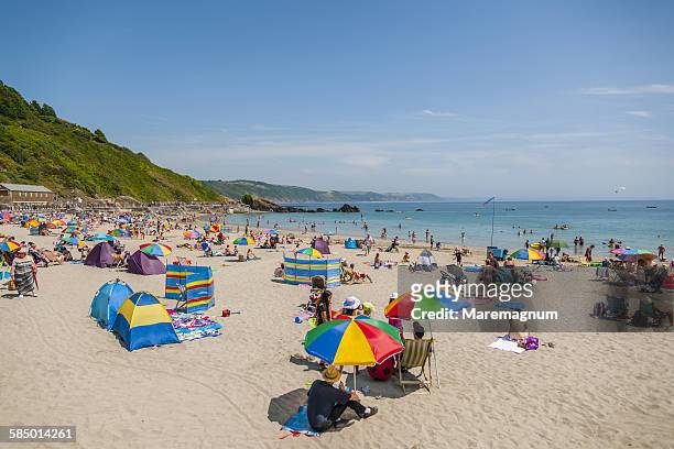 view of the beach - crowded beach stock pictures, royalty-free photos & images