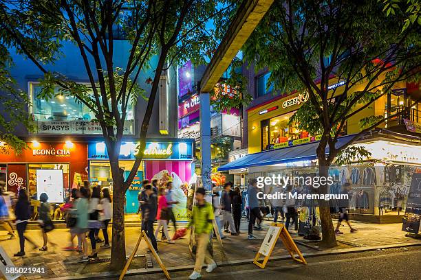 hongdae area (hongik university area) - south korea culture stock pictures, royalty-free photos & images