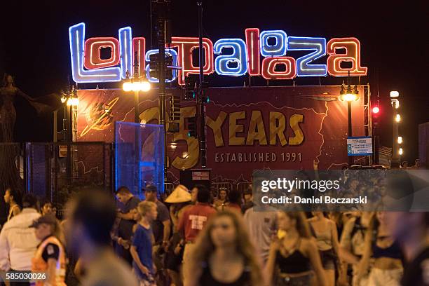 General view of Lollapalooza signage during Lollapalooza at Grant Park on July 30, 2016 in Chicago, Illinois.