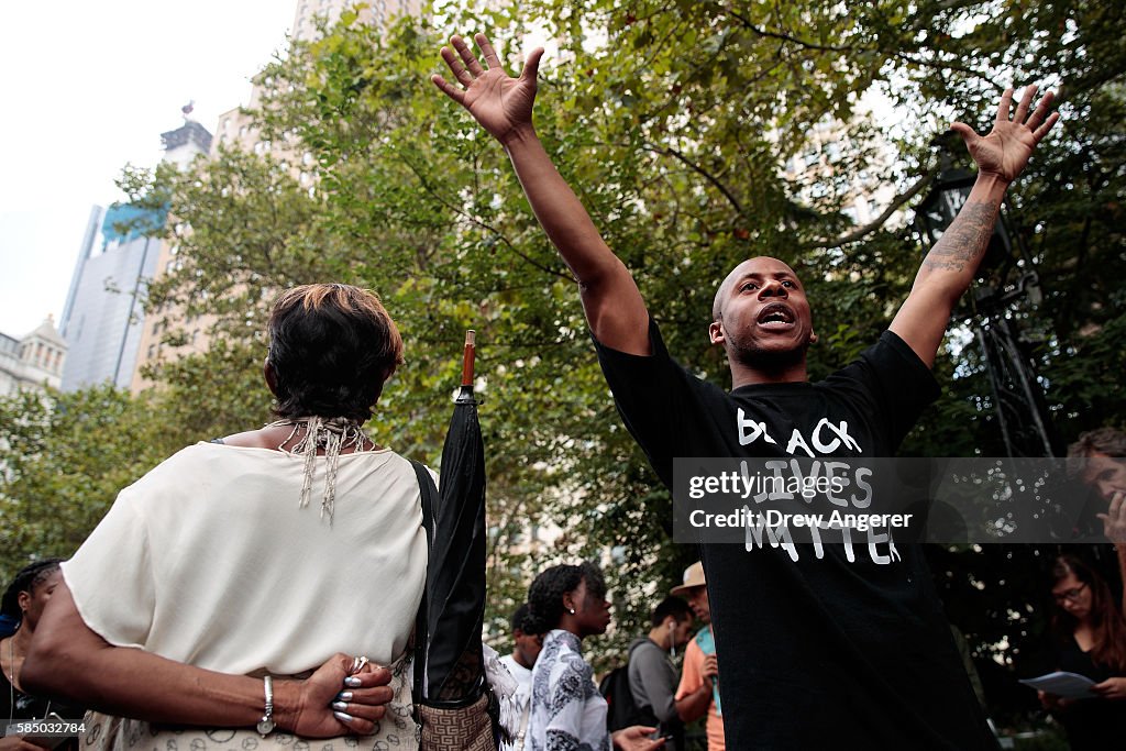 Anti-Police Brutality Protestors Rally At New York's City Hall