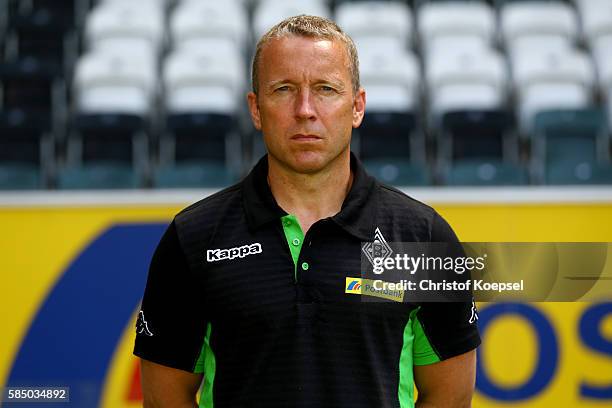 Assistant coach Frank Geideck of Moenchengladbach poses during the team presentation of Borussia Moenchengladbach at Borussia-Park on August 1, 2016...