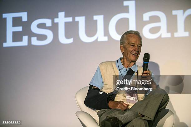 Brazilian billionaire Jorge Paulo Lemann, co-founder of Fundacao Estudar, smiles during an event for the nonprofit organization's 25th Anniversary in...