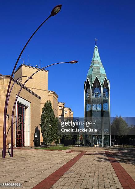 Basildon new town St. Martins Church freestanding glass bell tower
