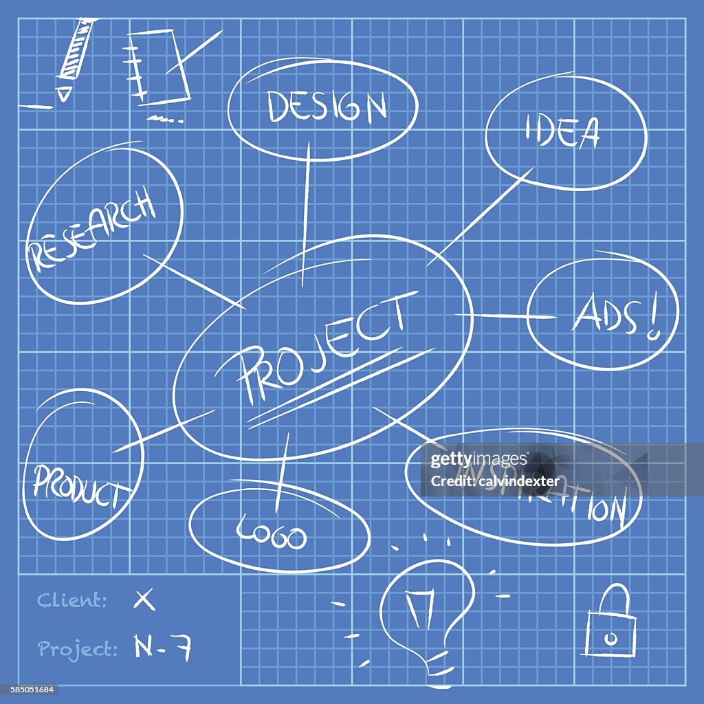 Blueprint With Project Annotations And Ideas High-Res Vector Graphic ...
