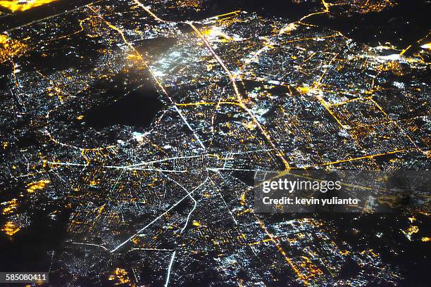 kabul cityscape from sky at night - street light aerial stock pictures, royalty-free photos & images