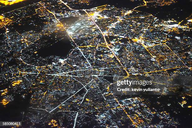 kabul cityscape from sky at night - afghanistan aerial stock pictures, royalty-free photos & images