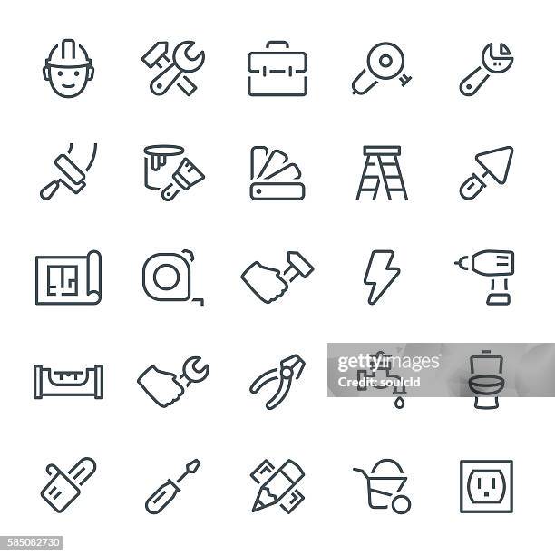 illustrazioni stock, clip art, cartoni animati e icone di tendenza di casa icone di riparazione - bricolage