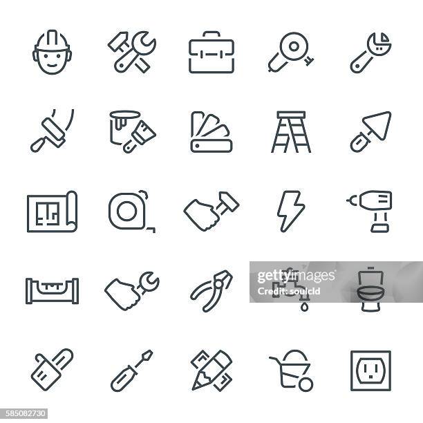 home repair icons - step ladder stock illustrations