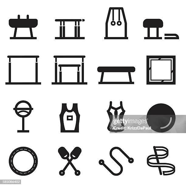 ilustrações de stock, clip art, desenhos animados e ícones de gymnastics equipment icons - ginástica