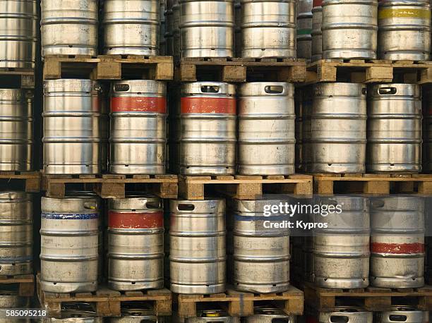 europe, germany, bavaria, view of beer barrels - bier brouwen stockfoto's en -beelden