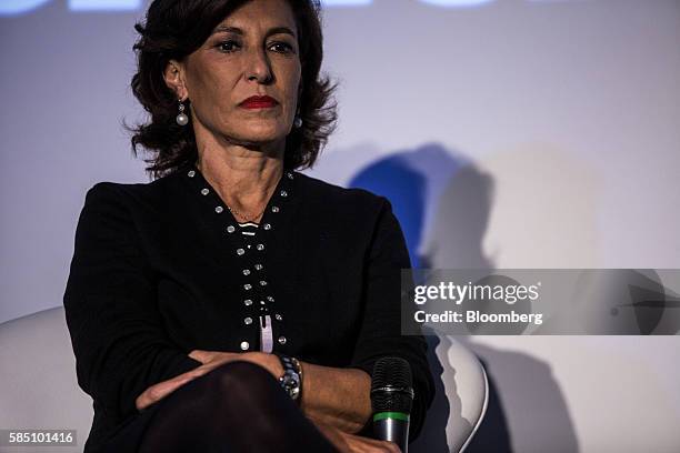 Maria Silvia Bastos, chief executive officer of Banco Nacional de Desenvolvimento Economico e Social , listens during the 25th anniversary ceremony...