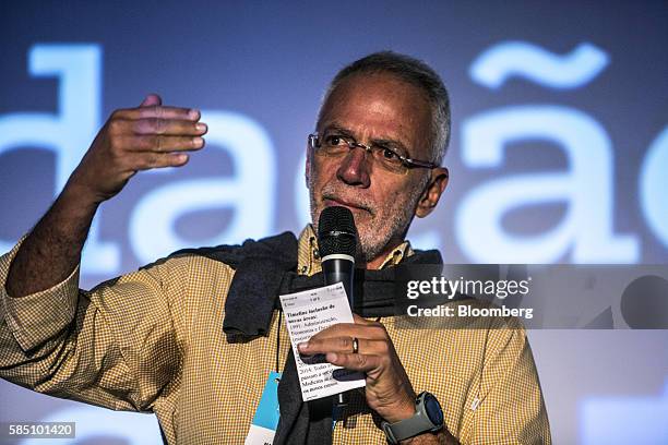 Brazilian billionaire Marcel Herrmann Telles, co-founder of Fundacao Estudar, speaks during an event for the nonprofit organization's 25th...